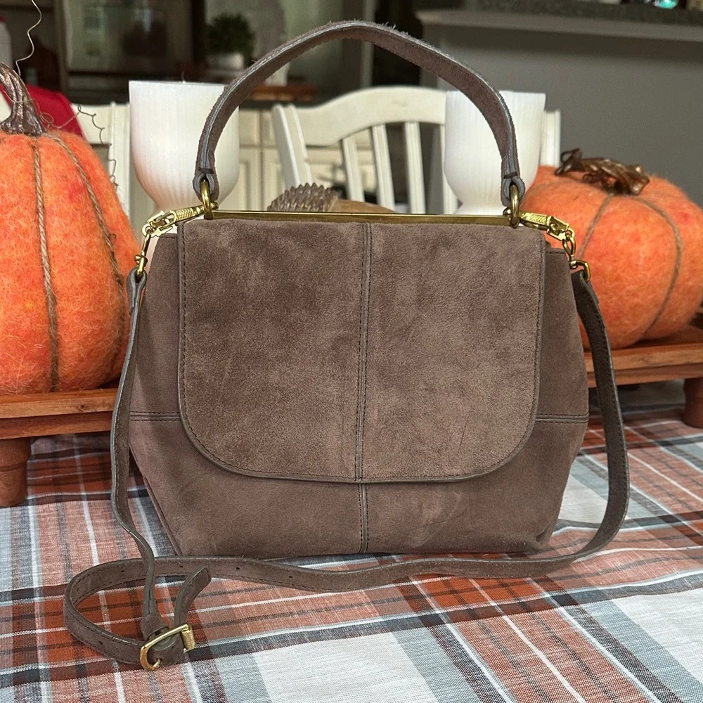 J. Crew Brown Suede Shoulder Bag - Picture 1 of 5